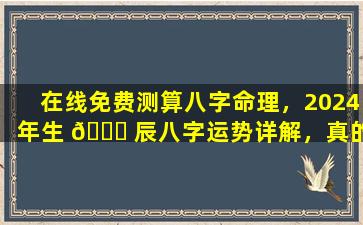 在线免费测算八字命理，2024年生 🐅 辰八字运势详解，真的 🦟 靠谱吗